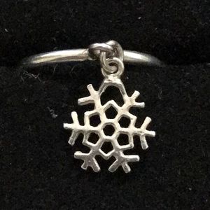 Snowflake Sterling Silver Dangling Charm Ring